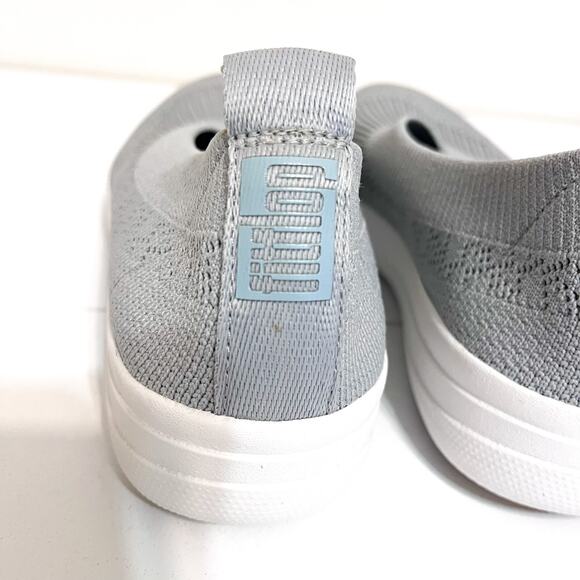 FitFlop Womens Uberknit Ballerina Flats Size 8.5 Gray Slip‎ On Knit Toning Shoes